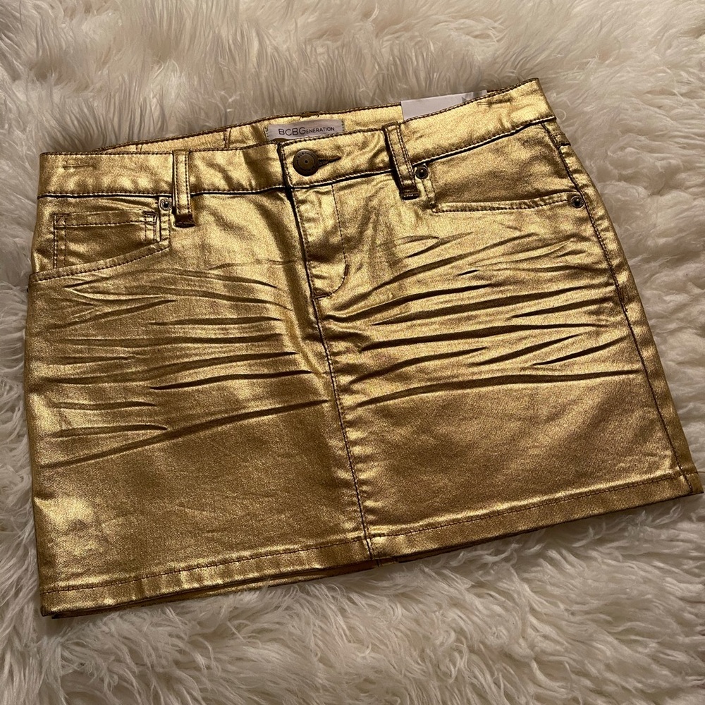 Gold Metallic BCBG Generation mini skirt size 25